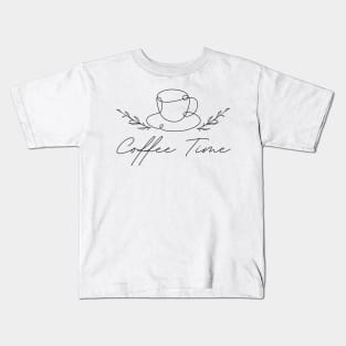 Coffee Time Line Art Kids T-Shirt